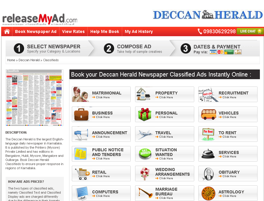 Deccan-Herald-Classified -Ad-Booking-Online