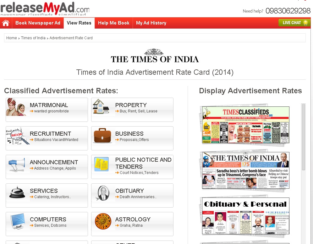 Times -of- India -Display- Booking