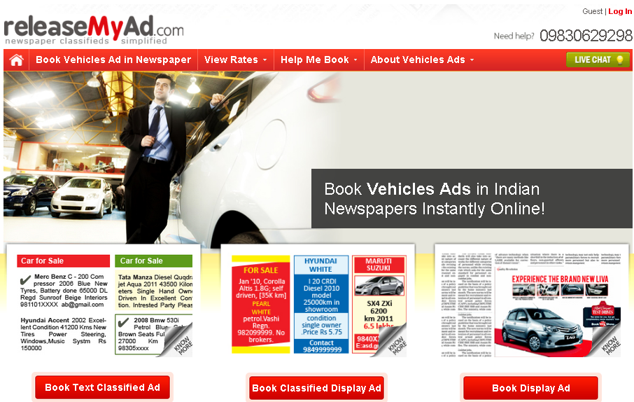 releaseMyAd-Book-The-Hindu-Automobile-Classified-Ad-Online