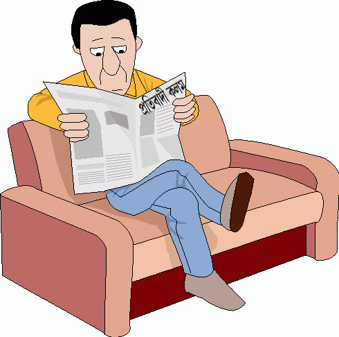 father reading newspaper clipart