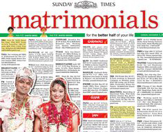 Times of India Matrimonial Ads