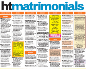 HT Matrimonial Ad