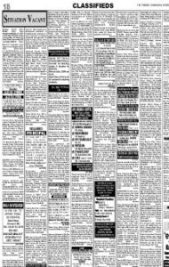 Tribune Classified Advertisement