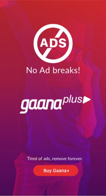 Ads on Gaana Music App