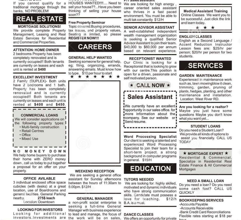 Ads in Newspaper