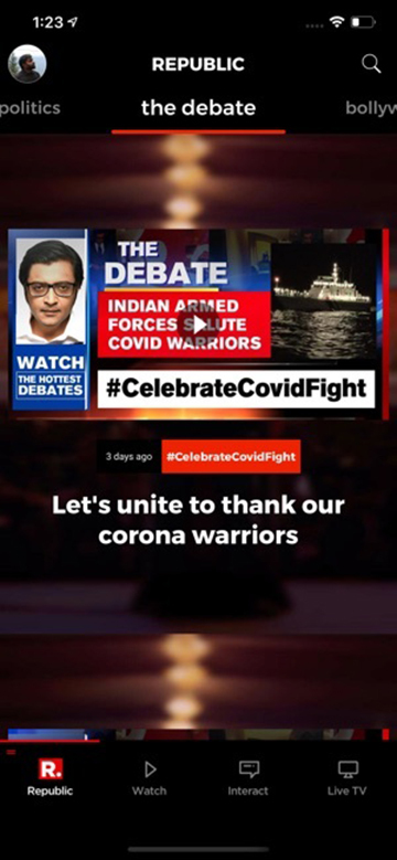 Ads on Republic TV App