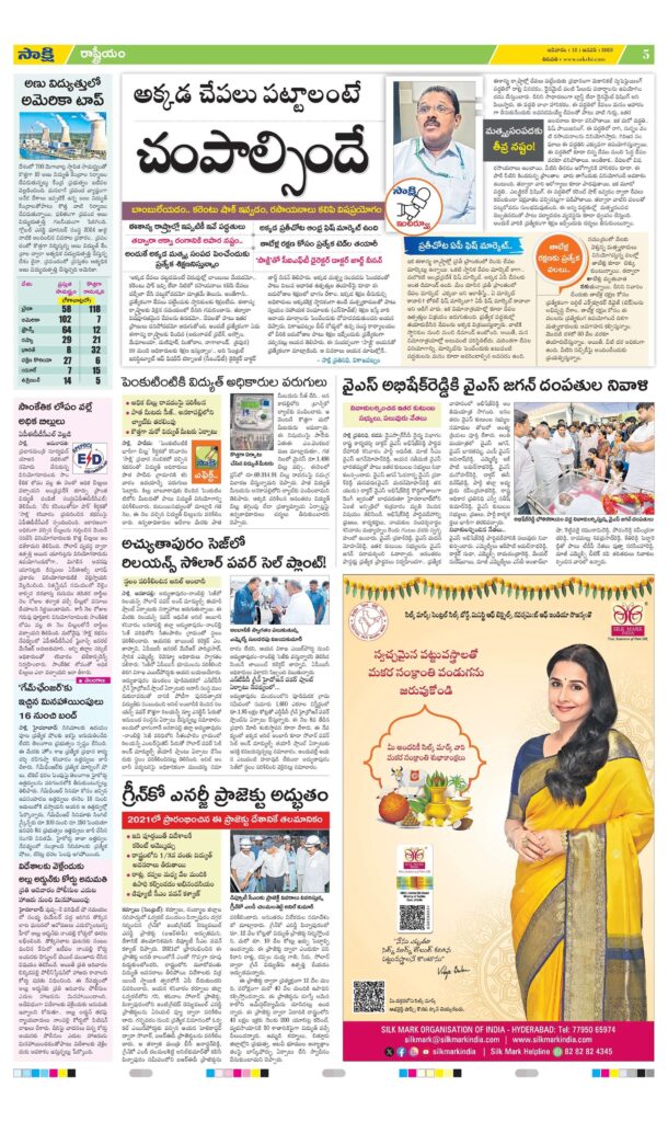 Ads in Sakshi Newspaper